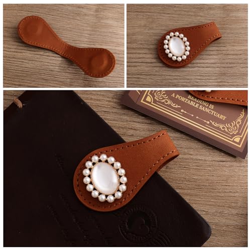 2PCS Vintage Magnetic Leather Bookmark, Leather Magnetic Bookmarks for Women, Magnetic PU Bookmarks Clip Book Accessories - style: Baroque