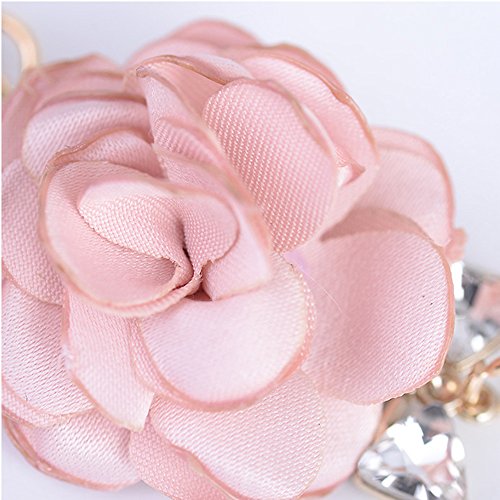 Flower Tassel Keychain Pearl Car Keyring Holder Purse Handbag Pendant - color: Pink