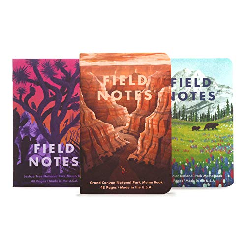Field Notes: National Parks Series (Series B - Grand Canyon, Joshua Tree, Mount Rainier) - Graph Paper Memo Book 3-Pack - 3.5 x 5.5 Inch - color: Series B - Grand Canyon, Joshua Tree, Mount Rainier