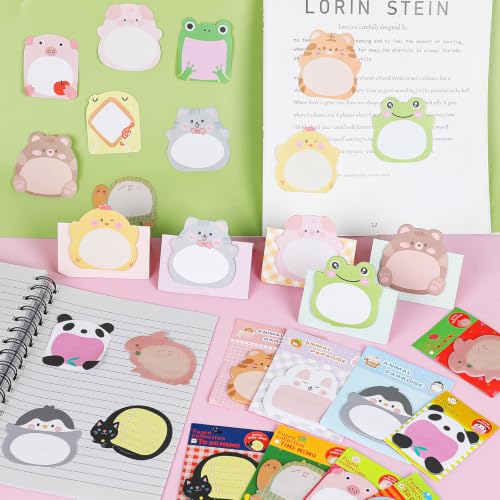 DIYASY 48 Pads Cute Animal Sticky Notes, Self Adhesive Cartoon Sticky Notes - color: Pink