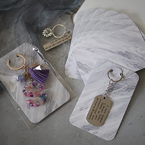 Temlum 3''x4.7'' Keychain Display Cards with Self-Sealing Bags, Marble 100p - color: Marble