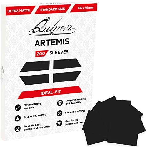 Quiver Time 200 Artemis Matte Black Card Sleeves, 66x91 mm - color: Black Matte Card Sleeves, size: 66x91mm (Standard Size)