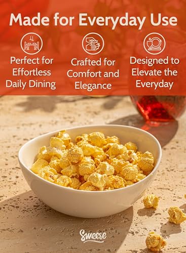 Sweese 18 oz Medium White Porcelain Bowls - Set of 6 Cereal, Soup, Rice & Salad Bowls, Ceramic Serving Bowls for Everyday Use - color: White, style: Medium (18 oz)