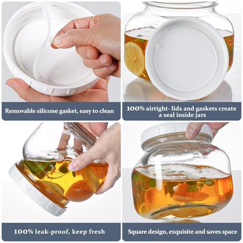 0.6Gal Airtight Glass Jar with Lid, Wide Mouth Mason Jar for Storage, 2 Pcs - size: 0.6 Gallon
