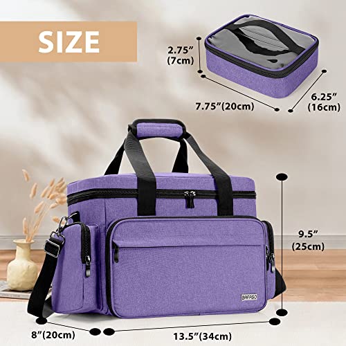 BAFASO Makeup Bag with 2 Removable Pouches and Detachable Dividers, Purple - color: Purple