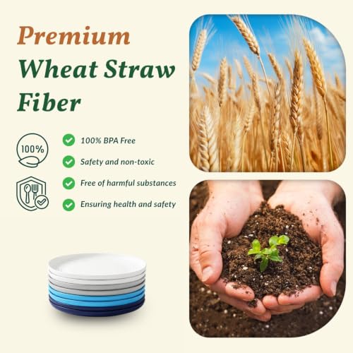 Homienly Wheat Straw Mini Plates | For Dessert, Appetizer, Breakfast & Snacks | Long-lasting Plastic Plates & Salad Plates Collection -8-Pack Small Plate Set -Island Series - color: Island Series, size: 5.7 Inch