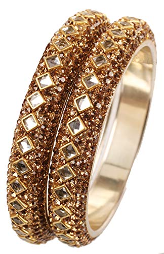 Touchstone Indian Bollywood Handcrafted Look Designer Jewelry Bracelets Bangle. Set of 2. in Oxidized Silver Tone for Women. - style: D122 Citrine Yellow