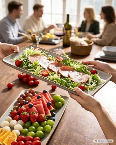 Famiware Serving Platters Set of 3 Sizes - Rectangular, Grey - color: Gray