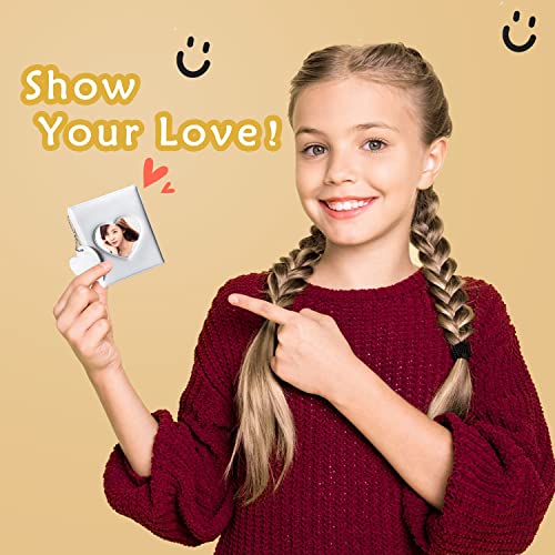 3 Inch Kpop Photocard Holder Book, Mini Photo Kpop Album Kpop Photocard Binder, Love Heart Hollow Kpop Photocard Binder Collector Book 32 Pockets Portable Photo Card Holder with Love Heart Pendant - color: White