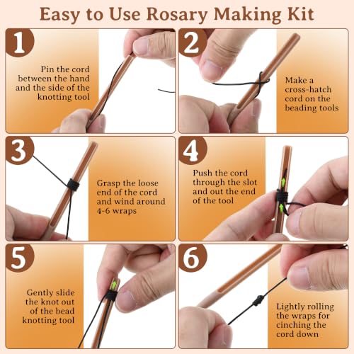 Dunkive 2 Pack Rosary Cord Knotting Tool, Dual Head,Brown - color: Brown