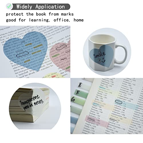 YOUDEFUL 800Pcs Transparent Sticky Note,2.76x2.76 Clear Heart Sticky Note - size: Heart Morandi