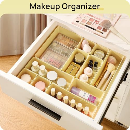 Vtopmart 25 Pack Plastic Drawer Organizers with Anti-slip Rubber Pads - color: Beige