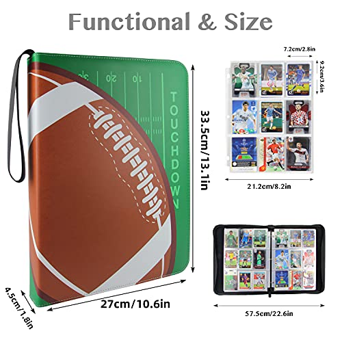 Rugby 900 Card Binder with 9 Pockets, Durable Waterproof PU Material, Acid Free Polypropylene Inner Sleeves, Suitable for All Trading Card Types - color: Rugby