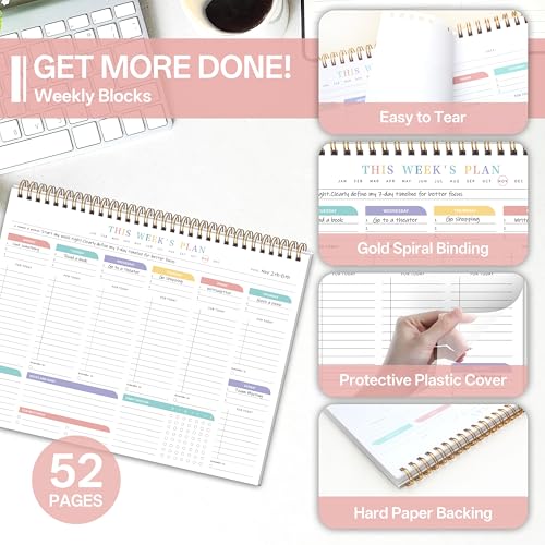 2PC Weekly To Do List Notepad with Habit Tracker, 8.5" x 11" - color: White-2PC