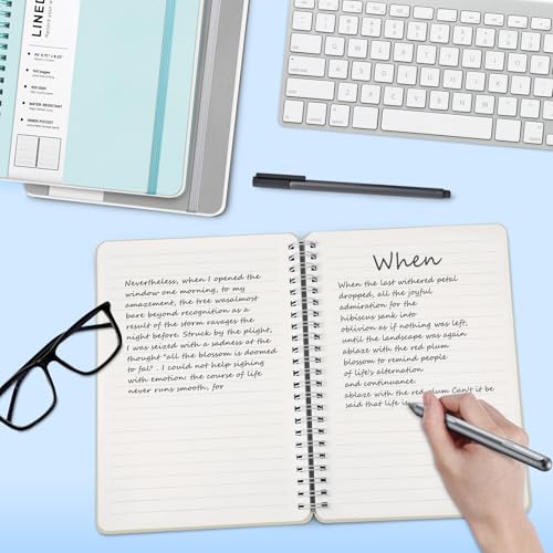 Lined Spiral Journal Notebook, A5 Hardcover Leather Notebook for Work, 5.7''×8.2'', 100GSM Thick Paper Spiral Bound Journaling Notebook for Women Men Office School Note Taking Business, Morandi Cream - color: Morandi Cream, size: A5