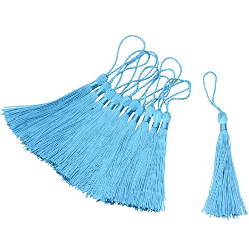 100Pcs 5 Inch Silky Bookmark Tassels for Jewelry, Souvenir(Blue) - color: Blue