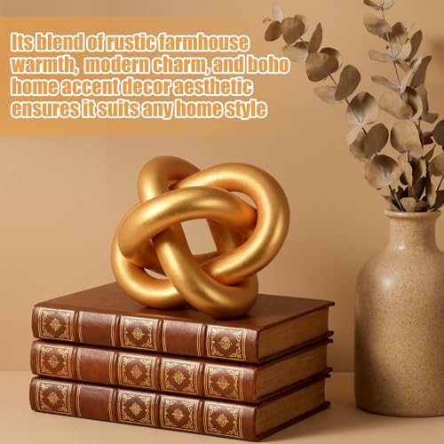 Yalikop 3 Link Wood Knot Decor Rustic Table Shelf Accents, Gold - color: Gold