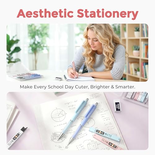 Nicpro Cute Mechanical Pencil, 0.7mm Pastel Pencils for School-6 Pack - style: 6 Pack (0.7mm)