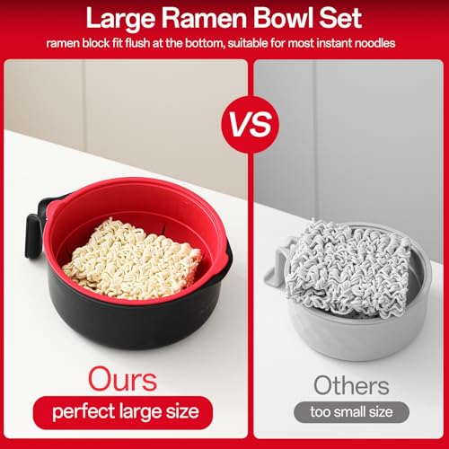 MEACOLIA Jumbo 50 oz Microwave Ramen Cooker Bowl - color: Red, size: 50 oz Ramen Bowl (Bowl Only)