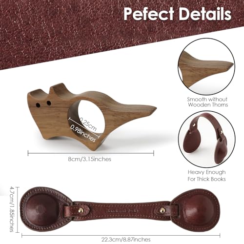 Leather Weighted Bookmarks Page Holder for Women Men, Thumb Book Page Holder for Reading, Book Accessories Gift for Book Lovers (Umber) - color: Bph03+bph07-umber