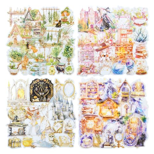 80 Pcs Gold Foil Magical Fantasy Stickers for Scrapbooking - color: Enchanted Archives