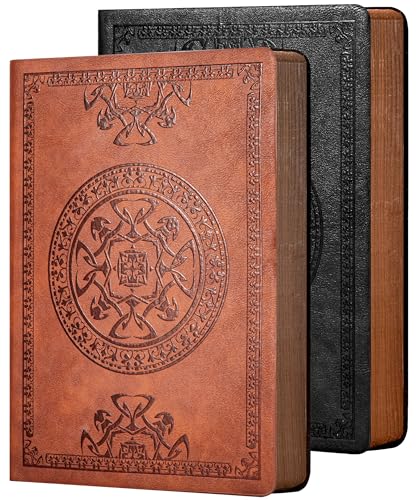 CAGIE Leather Journal for Men Women Vintage Notebook Diary, A5, 2 Pack - color: Black Brown, size: A5