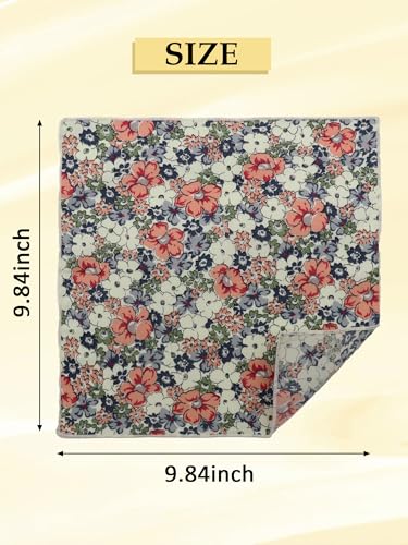 Luckyvestir Floral Pocket Squares for Men Cotton Flower Handkerchief Formal Wedding Party Graduation - color: Colorful