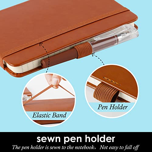 3 Pack Small Journal Notebooks, with Pen, 3.7" x 5.7", PU Leather Cover - color: Blue_brown_black, size: A6