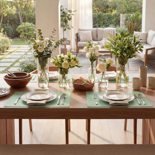 Artoid Mode Sage Faux Leather Placemats Set of 4 - color: Sage, size: 12" x 18", Rectangular Set of 4