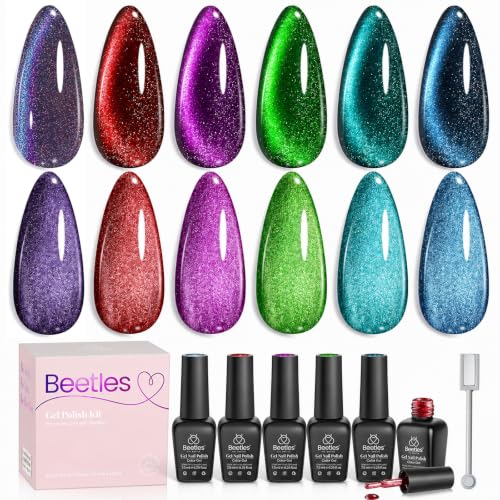 Beetles Cat Eye Gel Nail Polish Set, Galaxy Beam 6 Colors Fall Gel Polish - color: A - Cat Eye | Galaxy Beam