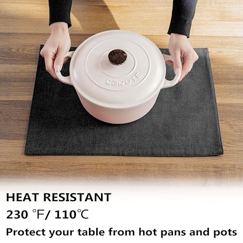 Demetex Black Placemats Set of 4 Stain Resistant Cloth Place Mats Heat Resistant Linen Table Plate Mats for Kitchen Dining Party Gathering, Black - color: Black, size: Placemats set of 4