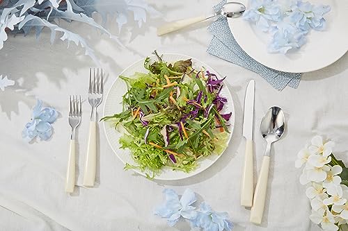 ANNOVA Silverware Set Stainless Steel Colorful Handle Tableware Kitchen Flatware Set Utensils, Includes Dinner Knives, Forks, Spoons, Salad Forks & Dessert Spoons (Cream, 20 Pieces) - color: Cream 20Pieces