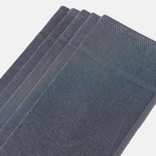 VRD Men's Dress Socks Bamboo Rayon, 5-Pack Crew Socks, Multiple Colors and Designs, Shoe Size 8-13, Gift Box - color: 12: Grey, 5-pack Solid