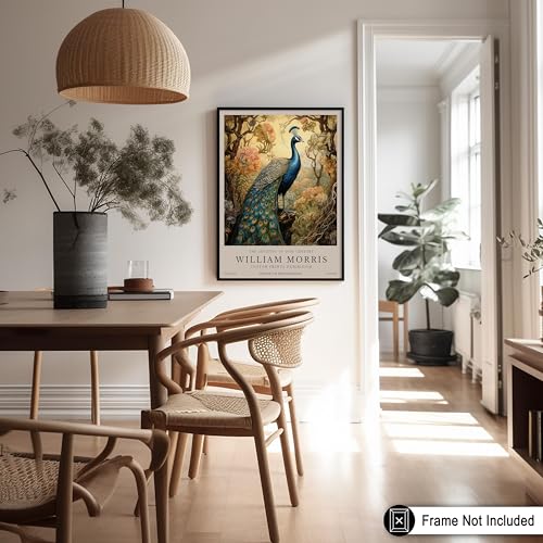 Poster Master Peacock Print - William Morris Poster - Flower & Animal Illustration - Botanical Exhibition Wall Design - Floral Bird Artwork - Aesthetic Office or Bedroom Decor - 8x10 UNFRAMED Wall Art - color: Style-11, size: 8"L x 10"W