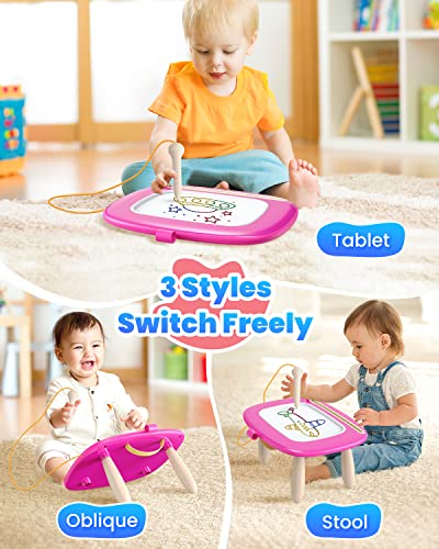 Seimome Magnetic Drawing Board, Toddler Girl Toy for 1-3 Year Old, Doodle Board Learning and Educational Toy for 1 2 3 Year Old Baby Birthday Gift- Deep Pink - color: Deep Pink
