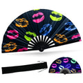 SYNTECSO Folding Hand Fan for Rave, UV Glow Clack Fan - color: Flaming Lips