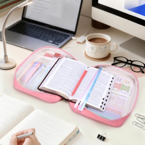 XKDOUS Bible Cover for Women Bible Bag Kit Church Book Holder Carrying Case - color: Black Flower