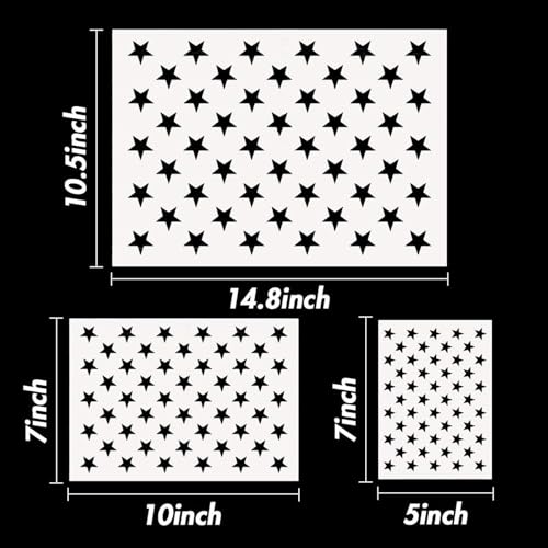 Koogel 50-Star American Flag Stencil Set, 3 Sizes Reusable & Easy-to-Use - style: 3PCS