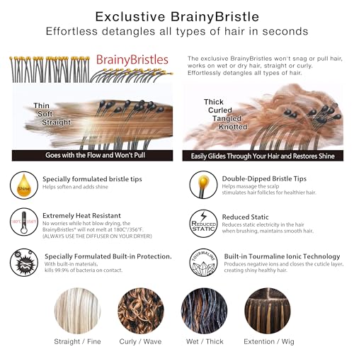 NuWay® DoubleC® Scalp Care Hair Brush – Patented Double Curve Design for Scalp Massage, Vented Blow-Dry Styling, Wet & Dry Hair, All Hair Types (Iron Black) - color: Iron Black