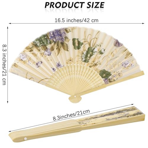 Aodaer 20 Pack Floral Folding Fans Chinese Style Handheld Fans Silk Bamboo Fans Decorative Fans for Wedding, Party Favors
