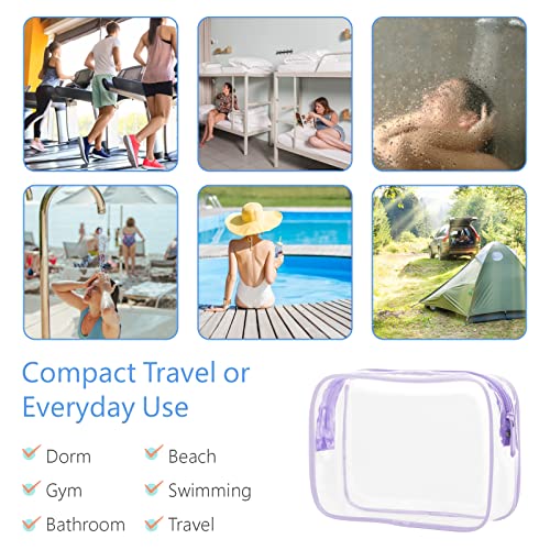PACKISM Clear Makeup Bag Travel - TSA Approved Toiletry Bag, 2 Light Purple - color: 2 Light Purple, size: Mixed Size Series (1 Medium + 1 Large)