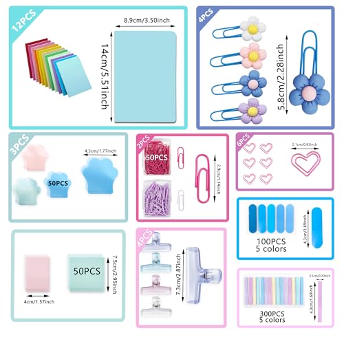 WODEWELIOV Notebook Stationary Set, 776 Pcs Girl Gifts with Sticky Notes Tabs Book Clip Paper Clip for Study Aesthetic School Supplies (multicolored)