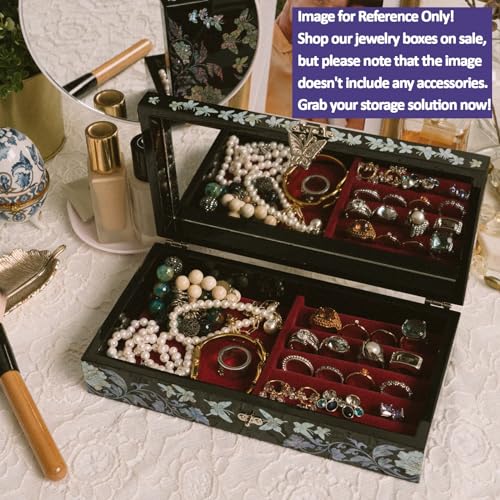 February Mountain Butterfly Pearl Jewelry Box with Removable ring tray - Ideal Gift for Her on Any Occasion - style: Butterfly