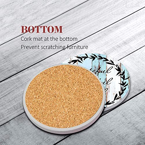 Britimes Coasters for Drinks, Set of 6, Ceramic Stone, Vintage Blue - color: Retro 1