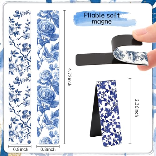 Chinoiserie Magnetic Bookmarks Gifts - 30 Pcs Blue and White - style: Chinoiserie