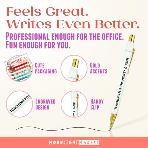 Moonlight Makers Set of 5 Ballpoint Pens Black Ink, Hotter Than Ever, Funny - color: Hotter Than Ever (Menopause)