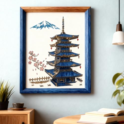 TIAMECH A4 Reusable Japanese Tower Stencil for Painting - style: Japanese Tower