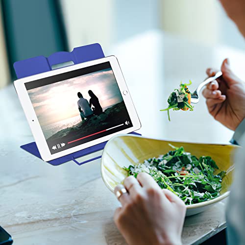 MSDADA Desk Book Stand Metal Reading Rest Book Holder Adjustable Cookbook Documents Holder Portable Sturdy Bookstands for Recipes Textbooks Tablet Music Books with Page Clips(Sapphire Blue) - color: Sapphire Blue