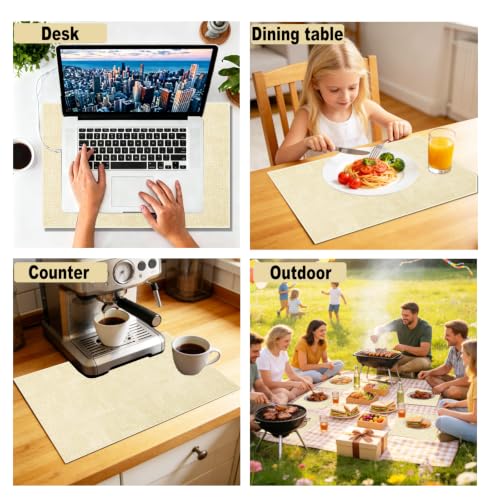 Faux Leather Placemats Set of 4, 11.8"x17.7", Off-White - color: Off-white, size: Set of 4