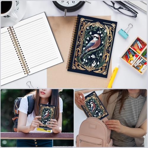 nvucamd Vintage Bird Spiral Notebook, Dark Academia Bird Floral Journal Notebook, Retro Cottagecore Botanical Journaling Notebooks for Women, Birds Lovers Gifts Office Supplies, 5.5x8.3Inch - color: bird